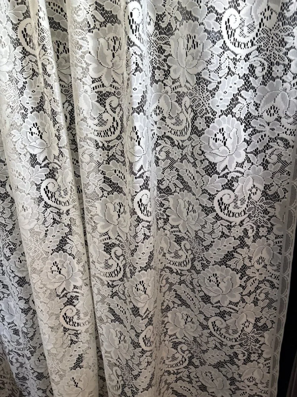 JC Penney 61Wx64L Cream Lace Curtain Panel Floral Pattern USA